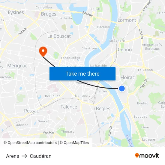 Arena to Caudéran map