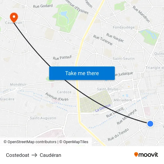 Costedoat to Caudéran map
