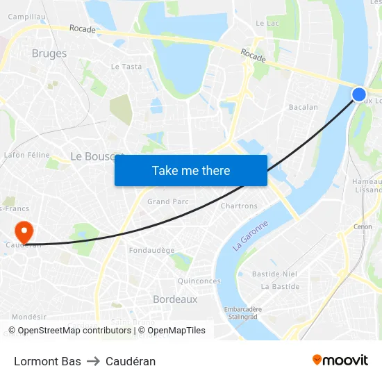 Lormont Bas to Caudéran map