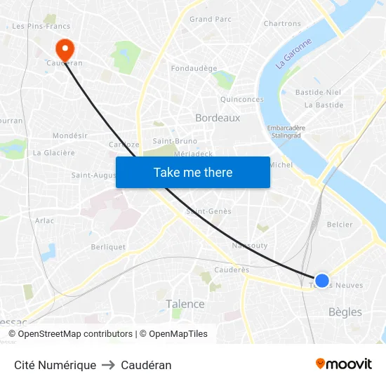 Cité Numérique to Caudéran map