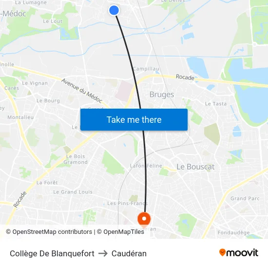 Collège De Blanquefort to Caudéran map