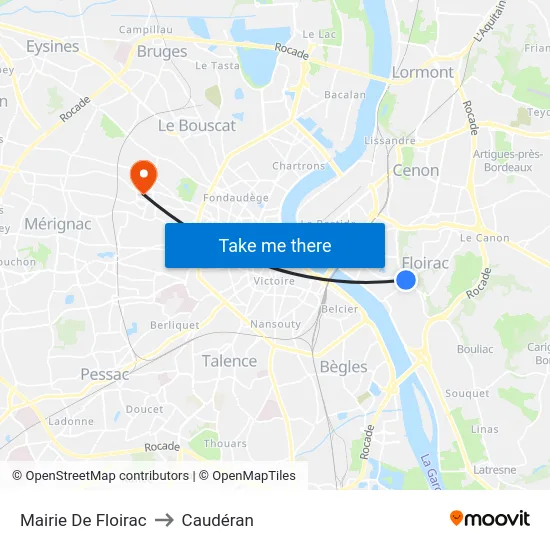Mairie De Floirac to Caudéran map