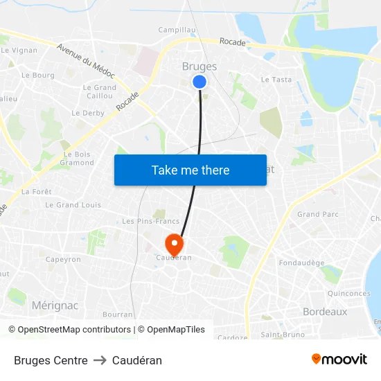 Bruges Centre to Caudéran map