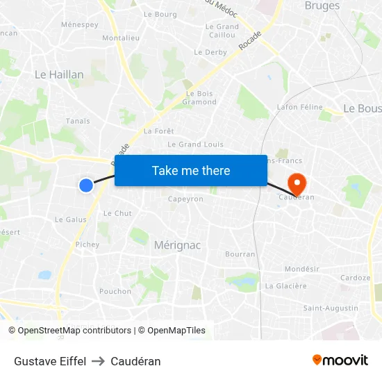 Gustave Eiffel to Caudéran map