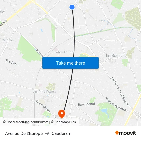 Avenue De L'Europe to Caudéran map