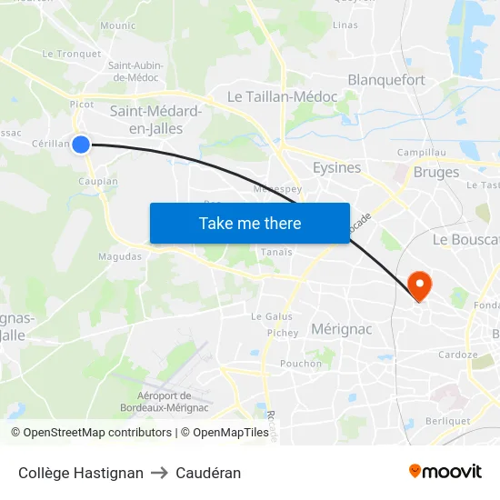 Collège Hastignan to Caudéran map