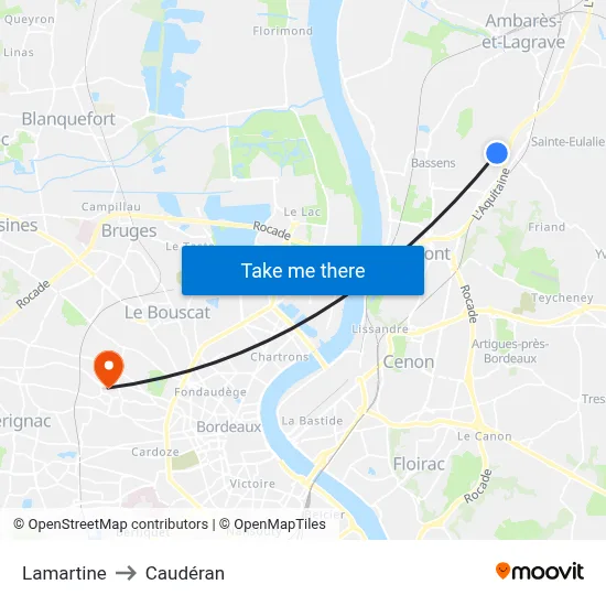 Lamartine to Caudéran map