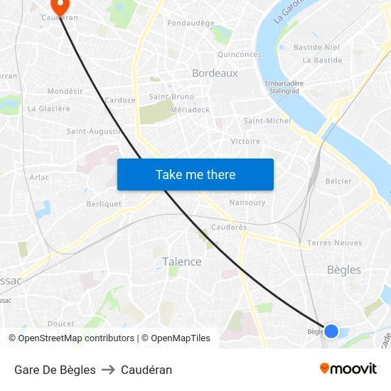 Gare De Bègles to Caudéran map