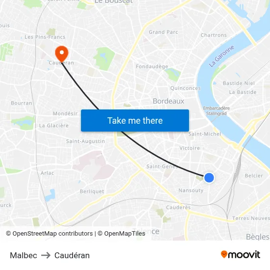 Malbec to Caudéran map
