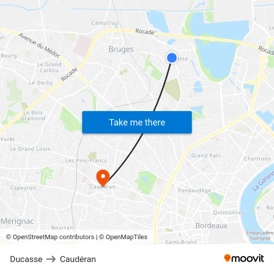 Ducasse to Caudéran map