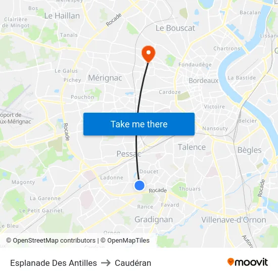 Esplanade Des Antilles to Caudéran map