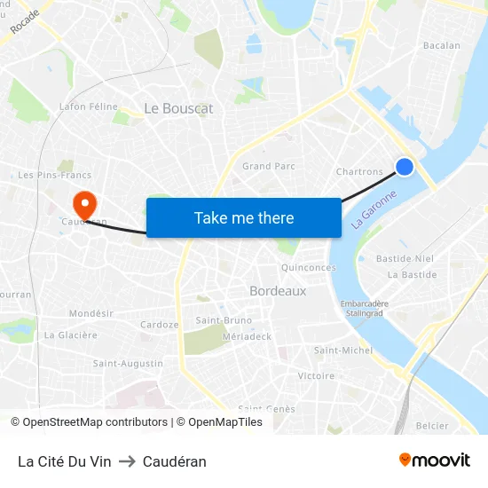 La Cité Du Vin to Caudéran map