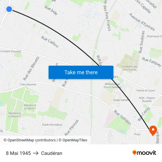 8 Mai 1945 to Caudéran map