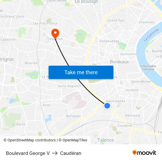 Boulevard George V to Caudéran map