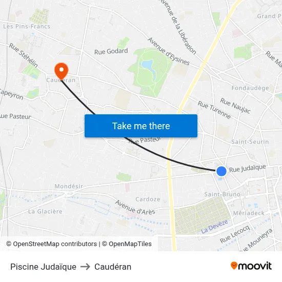 Piscine Judaïque to Caudéran map