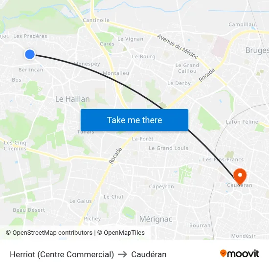 Herriot (Centre Commercial) to Caudéran map