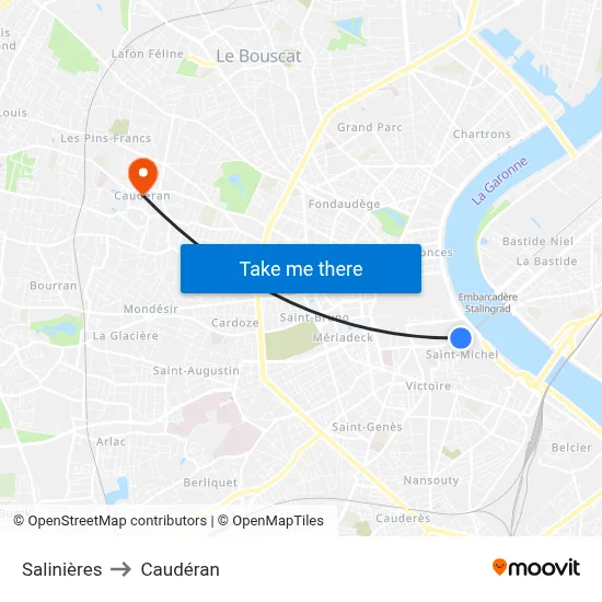 Salinières to Caudéran map