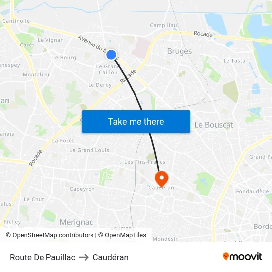 Route De Pauillac to Caudéran map