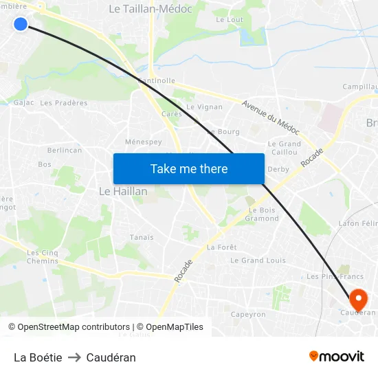 La Boétie to Caudéran map