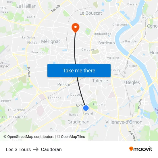 Les 3 Tours to Caudéran map