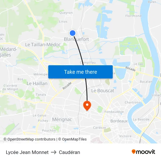 Lycée Jean Monnet to Caudéran map