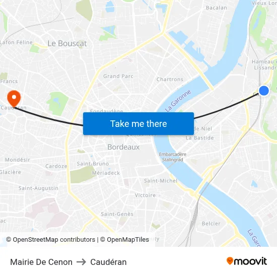 Mairie De Cenon to Caudéran map