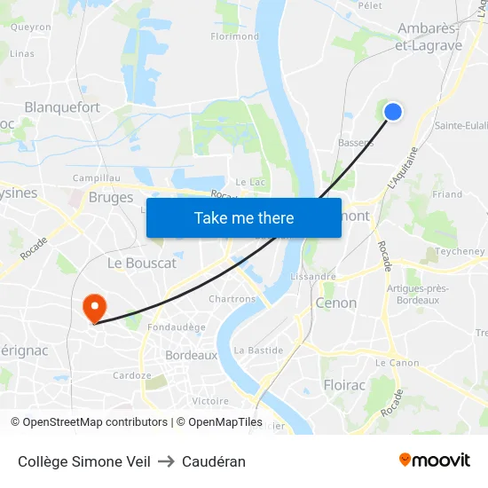 Collège Simone Veil to Caudéran map