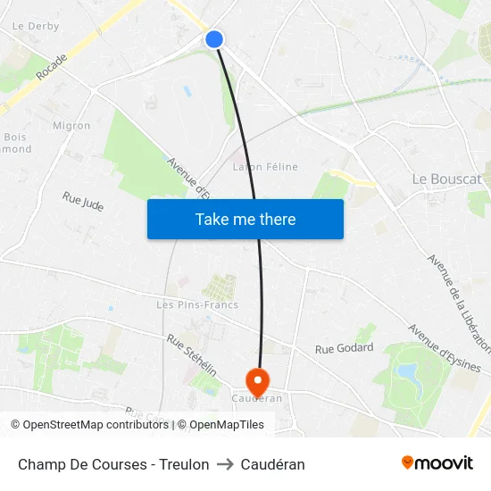 Champ De Courses - Treulon to Caudéran map