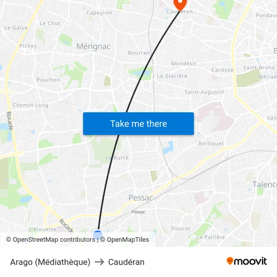 Arago (Médiathèque) to Caudéran map