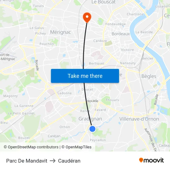 Parc De Mandavit to Caudéran map