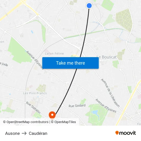 Ausone to Caudéran map