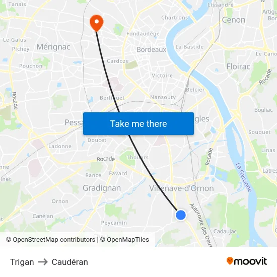 Trigan to Caudéran map