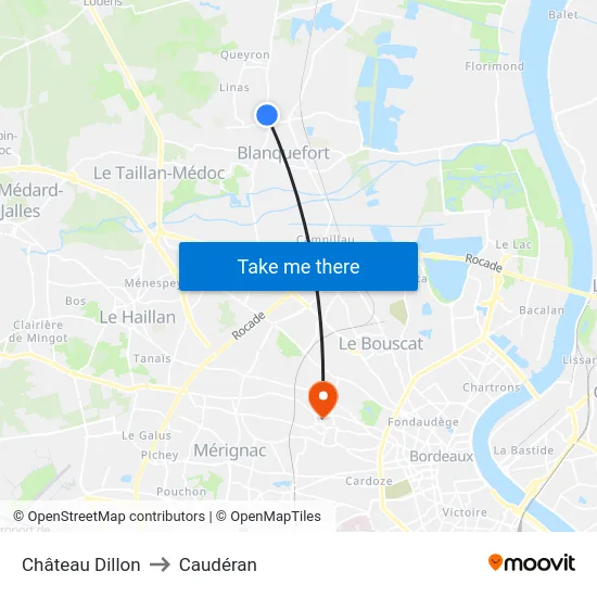 Château Dillon to Caudéran map