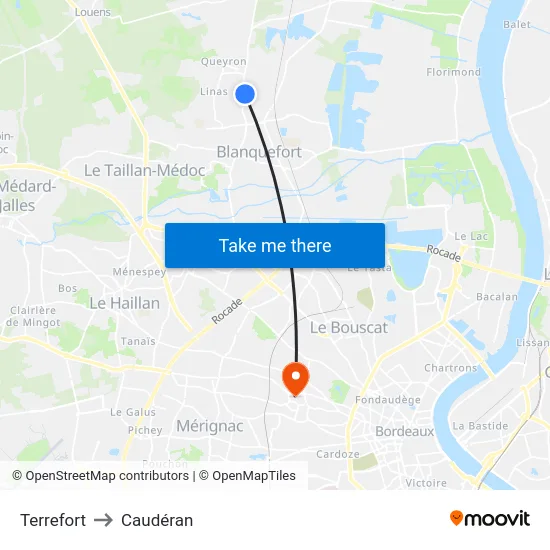 Terrefort to Caudéran map