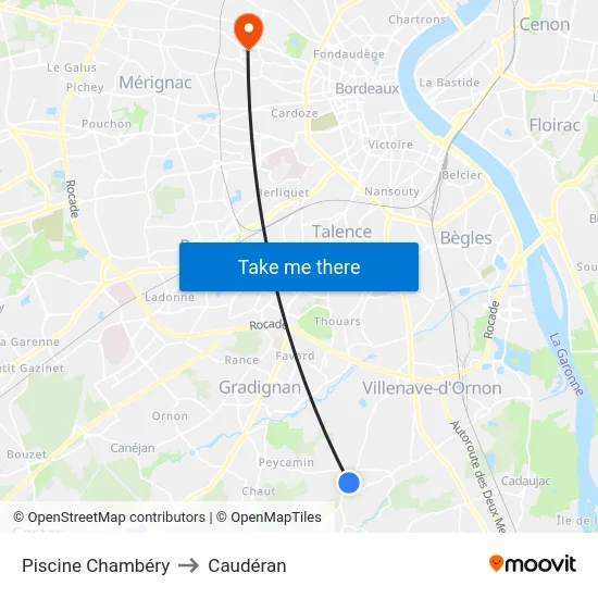 Piscine Chambéry to Caudéran map