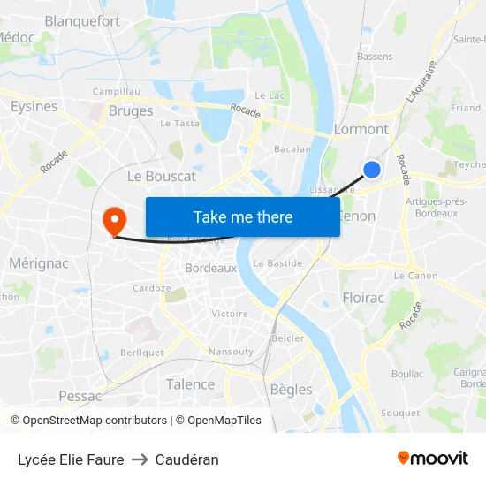 Lycée Elie Faure to Caudéran map
