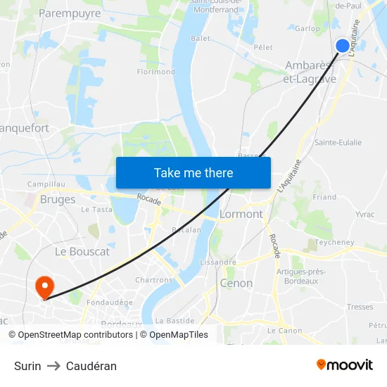 Surin to Caudéran map