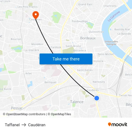 Taffanel to Caudéran map