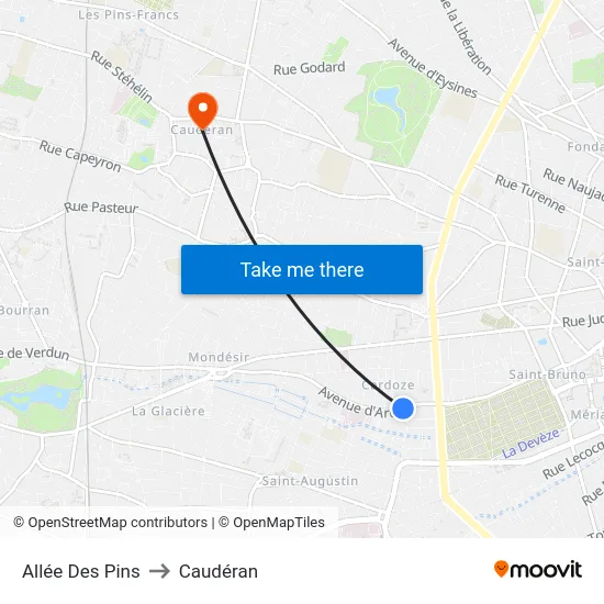 Allée Des Pins to Caudéran map