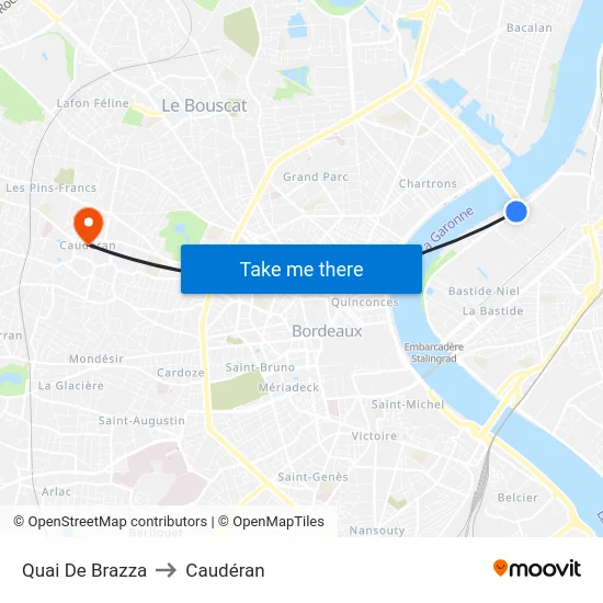 Quai De Brazza to Caudéran map
