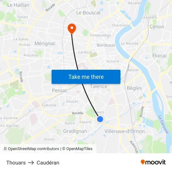Thouars to Caudéran map