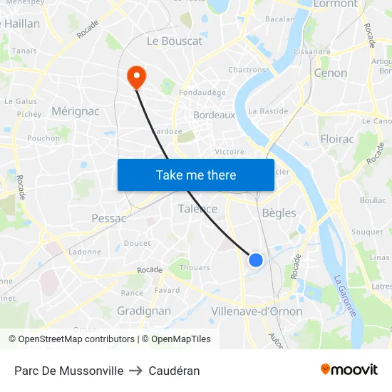Parc De Mussonville to Caudéran map
