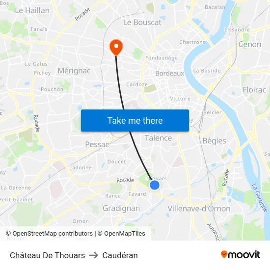 Château De Thouars to Caudéran map