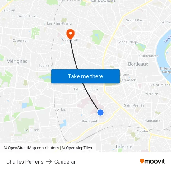 Charles Perrens to Caudéran map