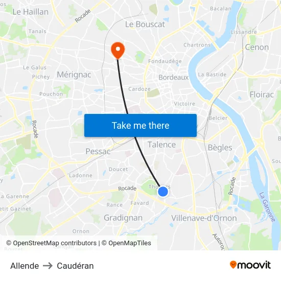 Allende to Caudéran map