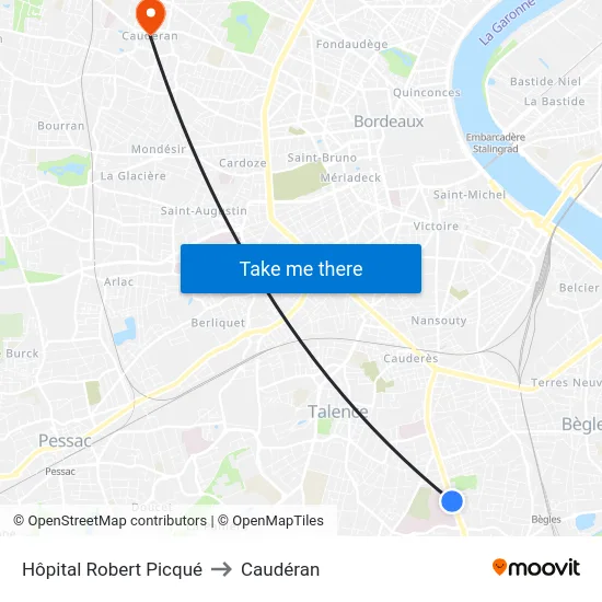 Hôpital Robert Picqué to Caudéran map