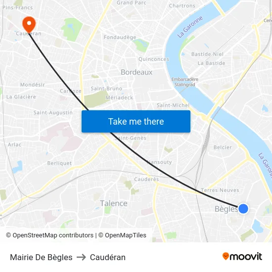 Mairie De Bègles to Caudéran map