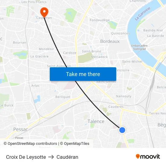 Croix De Leysotte to Caudéran map