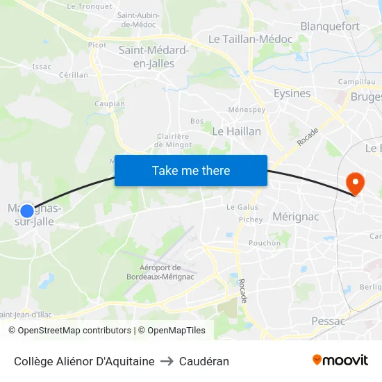 Collège Aliénor D'Aquitaine to Caudéran map