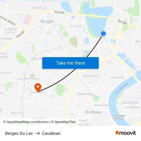Berges Du Lac to Caudéran map
